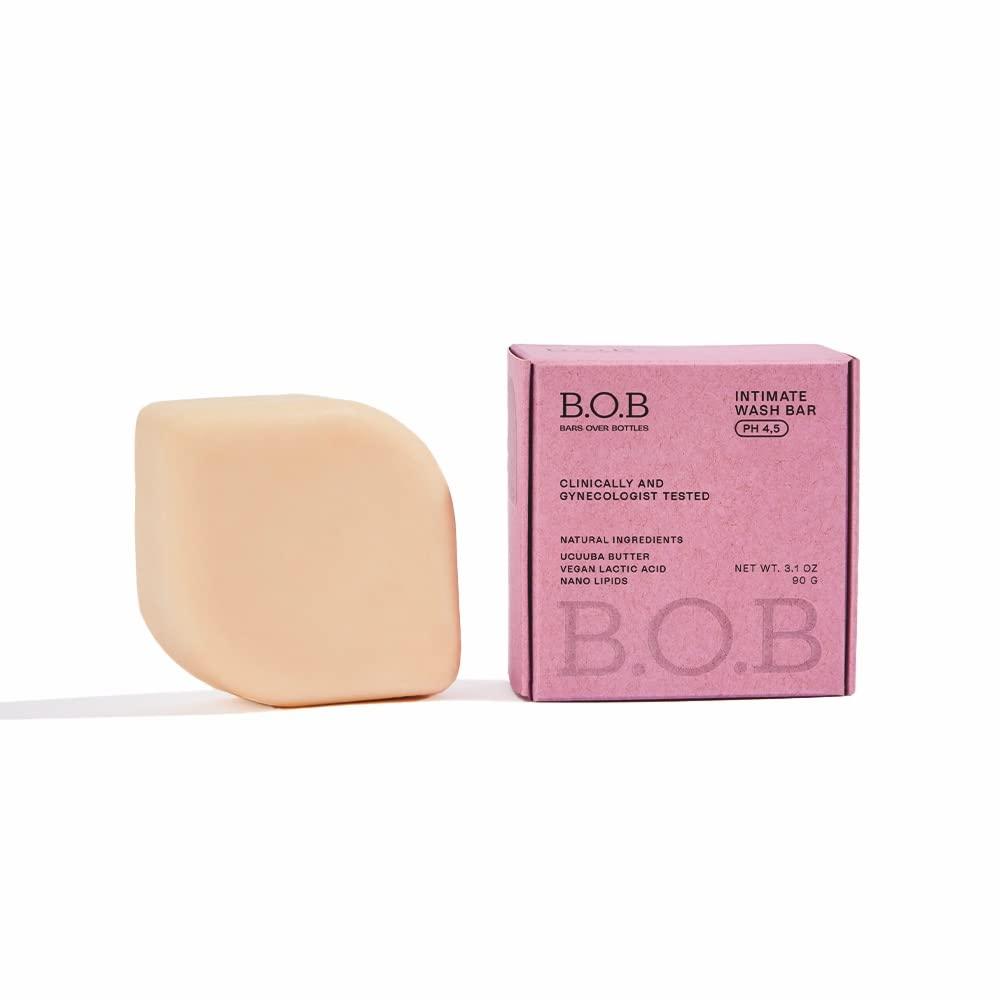 B.O.B BARS OVER BOTTLES Intimate Wash Bar | pH balanced | Daily Feminine Wash | Ideal Ph Balance for Women | Natural Vegan | Eco-friendly Sustainable | Waterless & Zero Waste (Intimate Wash Bar)