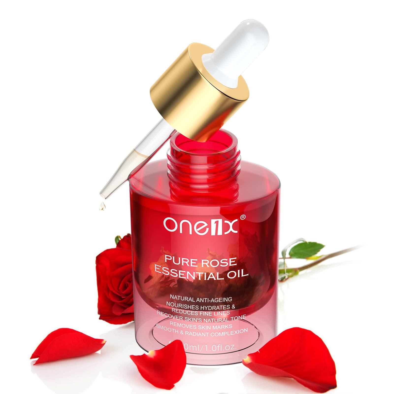 Rose Oil for Face, Anti-Wrinkle Facial Oil Serum for Dry Skin Moisturizing, Organic Rose Essential Oils for Face Body Massage Aromatherapy and Relaxation, Skin Care Gua Sha Oil 30ML