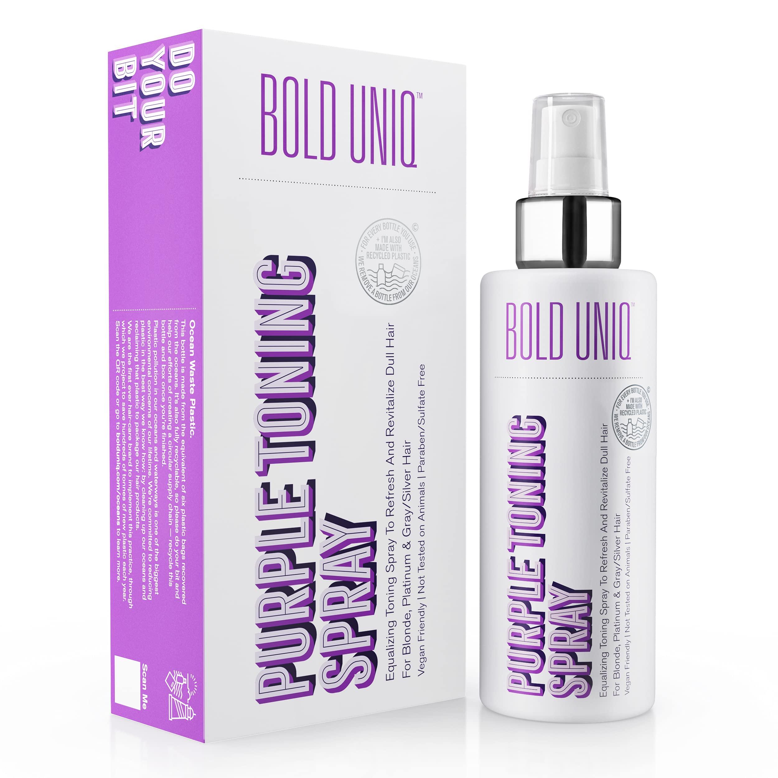 BOLD UNIQ Blonde Toner Spray. Purple Leave In Toning Hair Treatment to Remove Brassy Surface Tones in Blonde  Platinum & Gray/Silver Hair. Paraben & Sulfate Free-PETA Approved Cruelty-free.