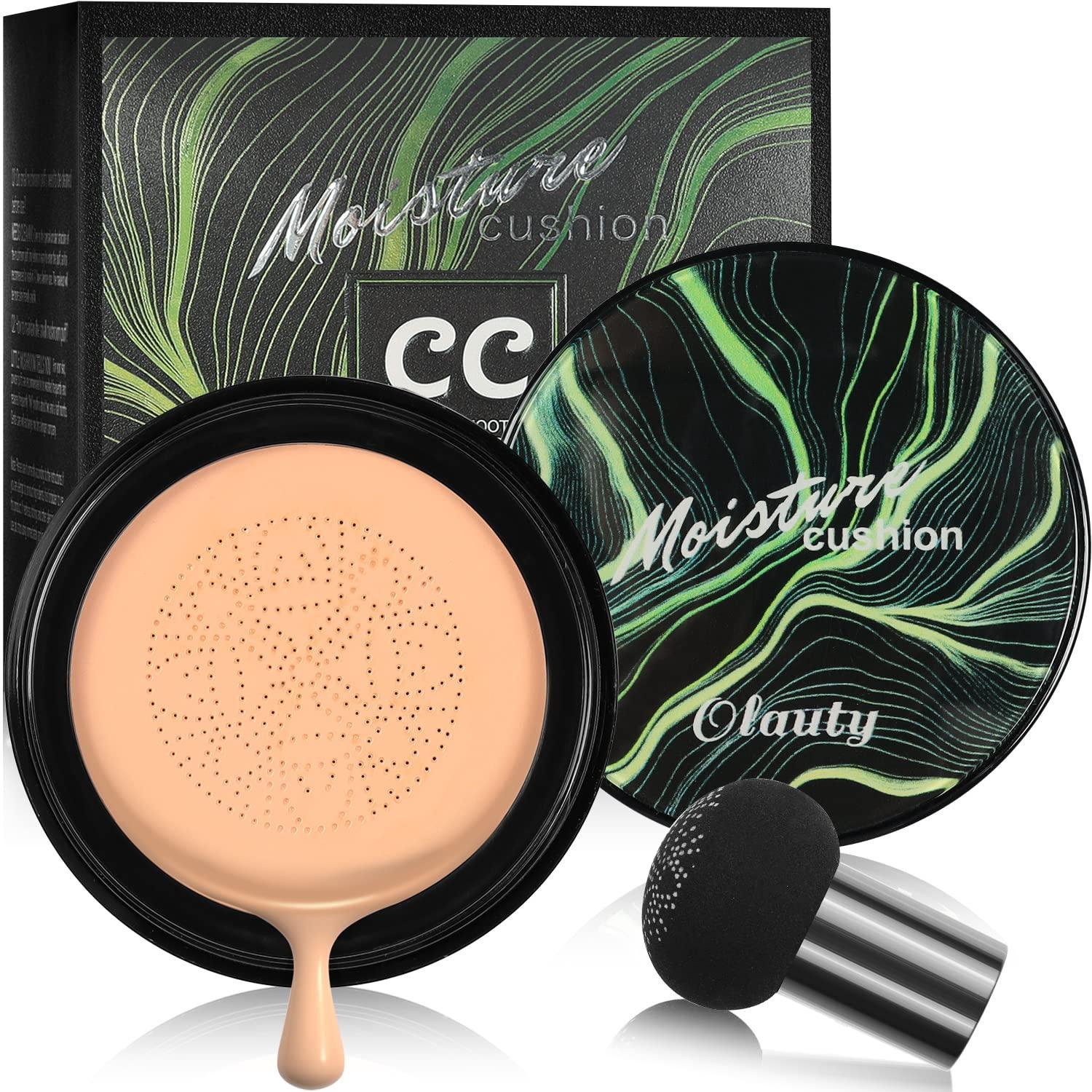 CC Cream Foundation, Mushroom Head Air Cushion CC Cream, BB Cream, Long Lasting Moisturizing Concealer, Moisturizing BB Cream Makeup Base Primer with Mushroom Makeup Sponge Nude