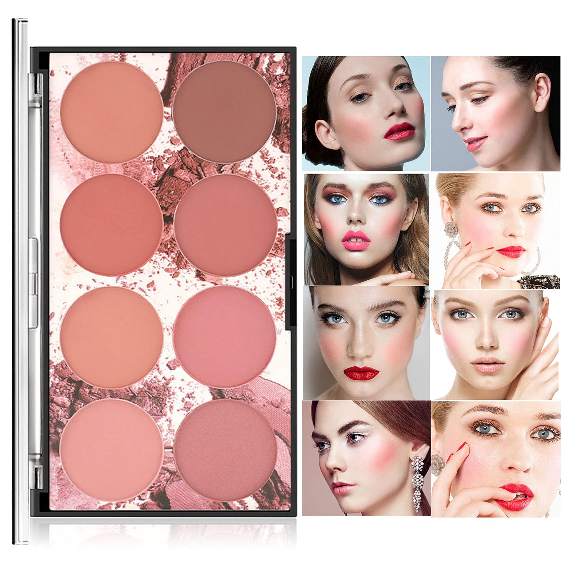 CCbeauty 8 Color Blush Palette Matte, Long Lasting Natural Glow Complexion Face Blushes, Bright Shimmer Blush Powder, Highlight Blush Palette, Professional Facial Makeup Blusher, Valentine's Day Gift Sets for Her, Girls Wo…