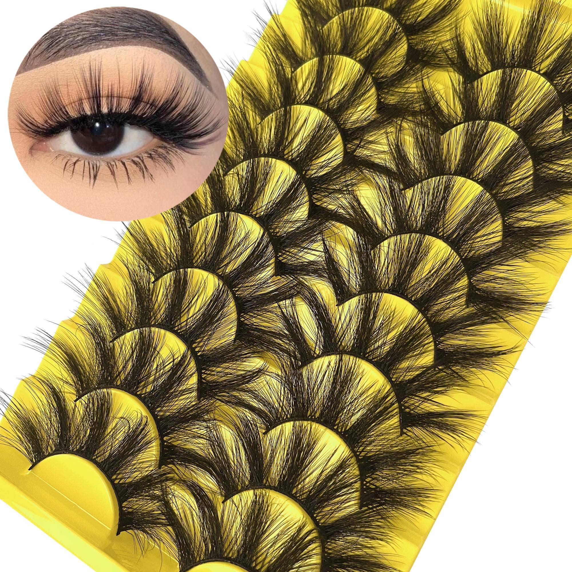Cosplay Lashes Manga Long Dramatic Eyelashes Mink Lashes 23mm Fluffy Lashes 6D Volume Long Thick Fake Eyelashes 9 Pairs Strip Eye Lash Pack by HeyAlice Long Crossed