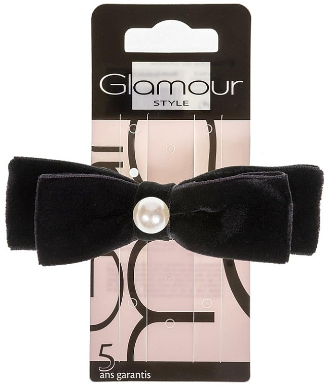 Hair Clip 417406, black velvet bow with pearl